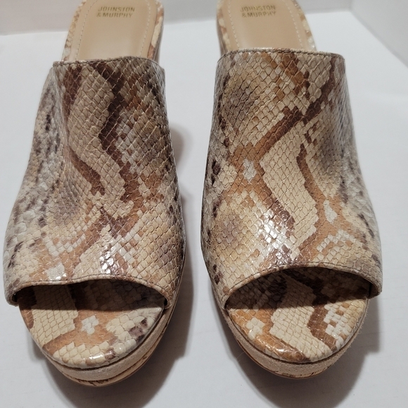 Johnston & Murphy Snake Print Notch Wedge 10 Slip On Open Toe - Picture 5 of 9